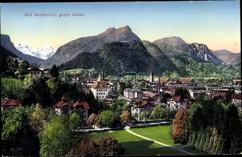 Ak Bad Reichenhall in Oberbayern, Blick auf den Ort gegen Süden