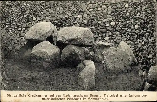 Ak Hademarschen in Holstein, steinzeitliche Grabkammer auf den Hademarschener Bergen