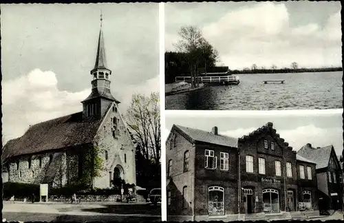 Ak Schenefeld in Holstein, Kirche, Gasthof, Seesteg