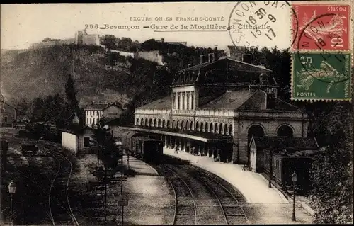Ak Besançon Doubs, Gare de la Mouillere et Citadelle