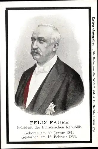 Ak Präsident der französischen Republik Felix Faure, Portrait