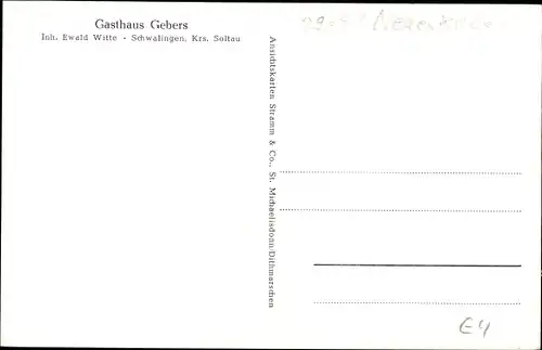 Ak Schwalingen Neuenkirchen in der Lüneburger Heide, Gasthaus Gebers