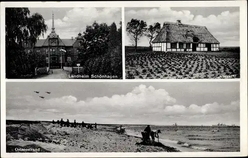 Ak Ostseebad Schönhagen, Landheim, Kiekut, Ostseestrand