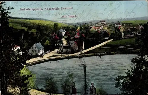 Ak Kuhschnappel Sankt Egidien in Sachsen, Lahls Gasthof, Teich