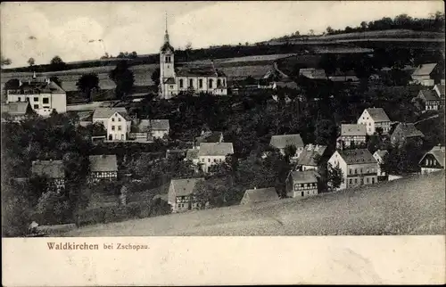 Ak Waldkirchen Grünhainichen im Erzgebirge Sachsen, Blick auf den Ort