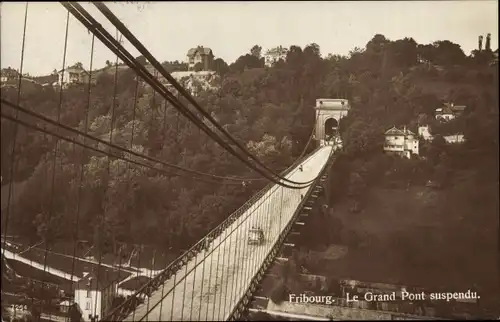 Ak Fribourg Freiburg Stadt Schweiz, Blick auf die Große Brücke