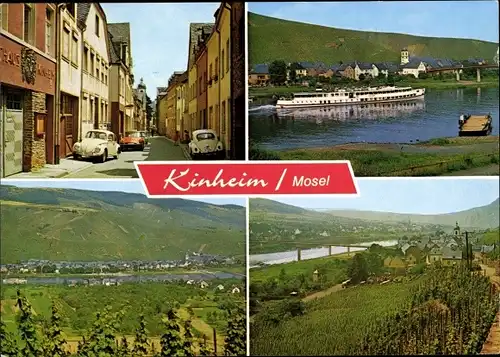 Ak Kinheim Mosel, Straßenansicht, Dampferpartie, Gesamtansicht, Weinanbau