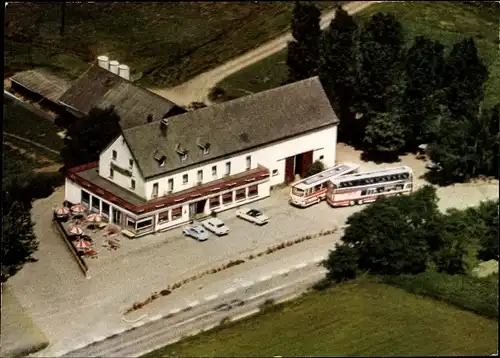 Ak Schweich in Rheinland Pfalz, Hotel Leinenhof, Busse, Vogelschau