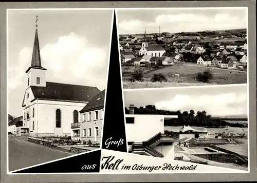 Ak Kell am See Rheinland Pfalz, Kirchpartie, Teilansicht, Hotel  mit Pool