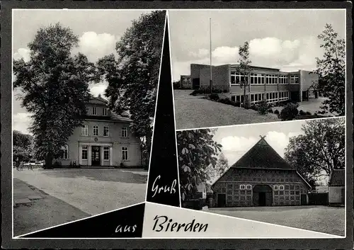 Ak Bierden Achim bei Bremen, Fachwerkhaus, Schule, Gebäude