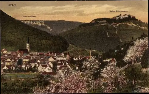 Ak Bad Urach in der Schwäbischen Alb, Ruine Hohenurach, Rutschenfelsen