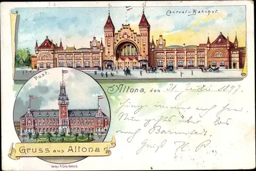 Litho Hamburg Altona, Zentralbahnhof, Post