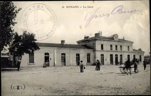 Ak Romans Drôme, La Gare