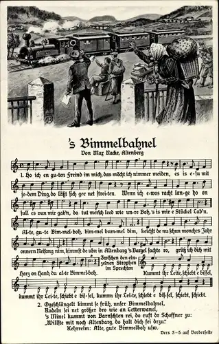 Lied Ak 's Bimmelbahnel, Max Nacke, Erzgebirgische Mundart, Eisenbahn, Dampflokomotive