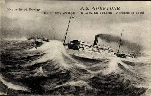 Ak Dampfschiff SS Goentoer, Koninklijke Rotterdamsche Lloyd KRL