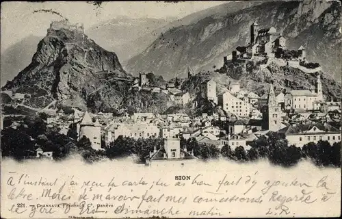 Ak Sion Sitten Kanton Wallis, Panorama der Stadt