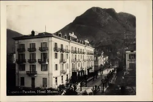 Ak Paradiso Lugano Kanton Tessin Schweiz, Hotel Meister