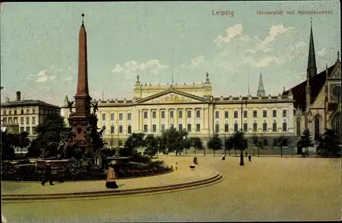 Ak Leipzig, Universität mit Mendebrunnen