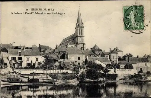 Ak Epinard Maine et Loire, Le bateau racul faisant le service d'Angers