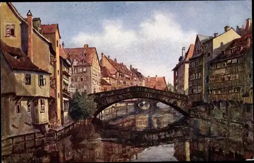 Künstler Ak Nürnberg in Mittelfranken, Fleischbrücke