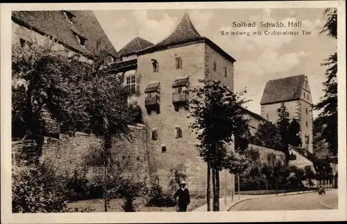 Ak Schwäbisch Hall in Baden Württemberg, Schiedweg mit Crailsheimer Tor