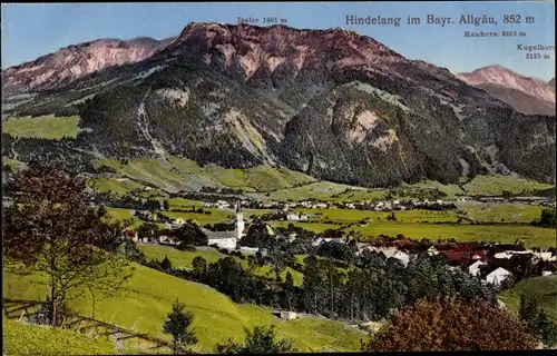 Ak Bad Hindelang im Oberallgäu, Panorama mit Rauhorn und Kugelhorn