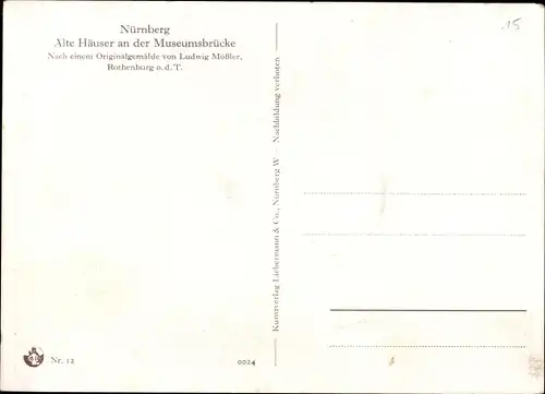 Künstler Ak Mößler, L., Nürnberg in Mittelfranken, An der Museumsbrücke