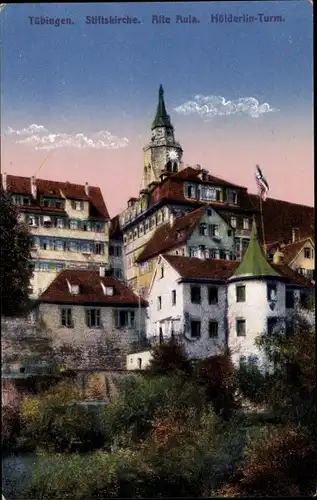 Ak Tübingen am Neckar, Stiftskirche, Alte Aula, Hölderlin Turm