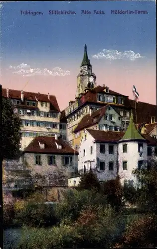 Ak Tübingen am Neckar, Stiftskirche, Alte Aula, Hölderlin Turm