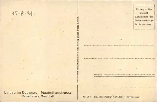 Künstler Ak Marschall, V., Lindau am Bodensee Schwaben, Maximilianstraße