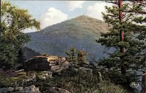 Künstler Ak Baden Baden am Schwarzwald, Blick von den Felsen gegen Merkur, Wiro 2846