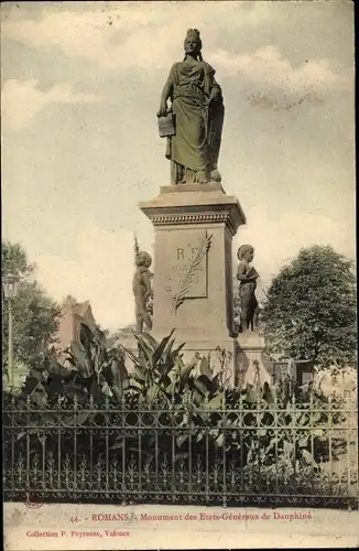 Ak Romans Drôme, Monument des Etats Generaux de Dauphine