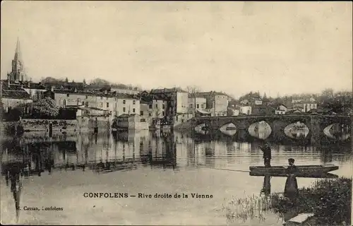 Ak Confolens Charente, Rive droite de la Vienne