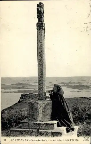 Ak Portz Even Cotes du Nord, La Croix des Veuves