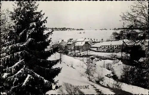 Foto Ak Jougne Doubs, Blick auf den Ort, Winteransicht