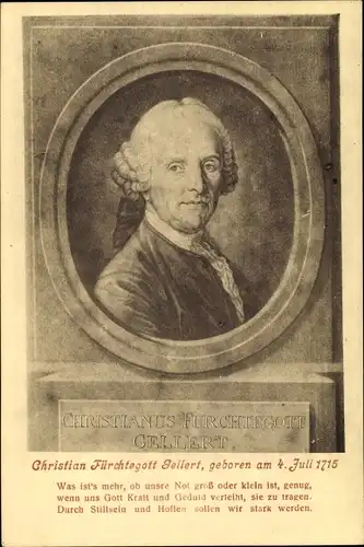 Künstler Ak Dichter Christian Fürchtegott Gellert, Portrait