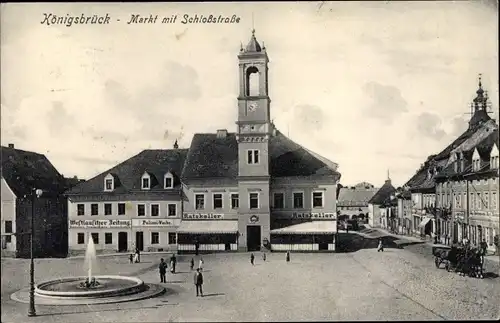 Ak Königsbrück in der Oberlausitz, Markt, Schlossstraße, Ratskeller, Westlausitzer Zeitung, Polizei