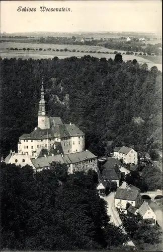 Ak Weesenstein Müglitztal in Sachsen, Blick auf das Schloss und den Ort