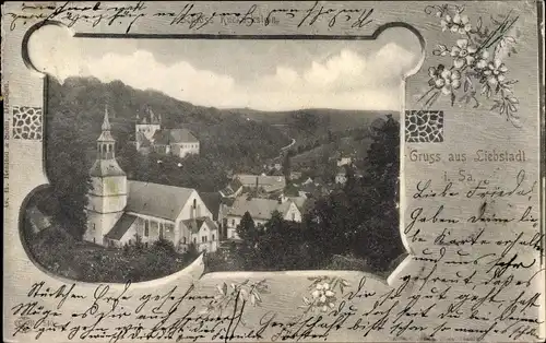 Passepartout Ak Liebstadt Erzgebirge Sachsen, Panorama, Kirche