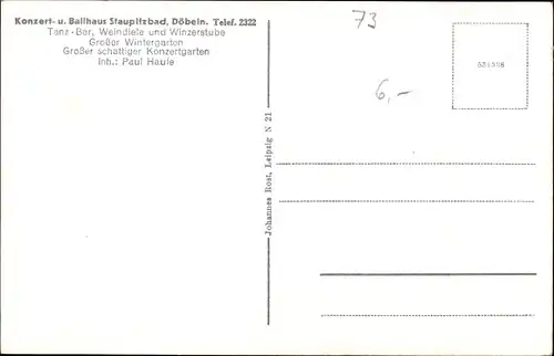 Ak Döbeln Sachsen, Konzert und Ballhaus Staupitzbad, Winzerstube