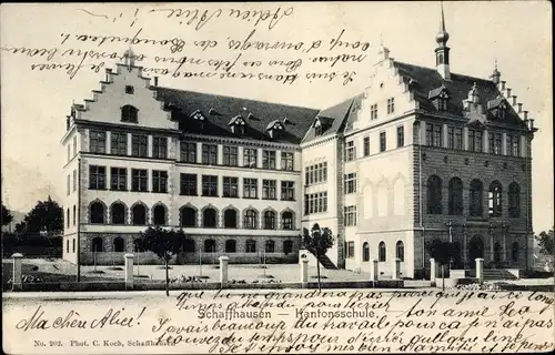 Ak Schaffhausen am Rhein Schweiz, Kantonsschule