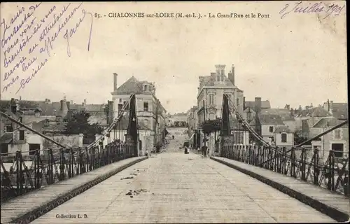 Ak Chalonnes sur Loire Maine et Loire, La Grande Rue et le Pont
