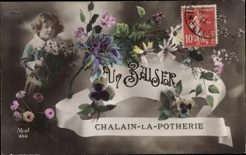 Ak Chalonnes sur Loire Maine et Loire, Mädchen mit Blumenstrauß