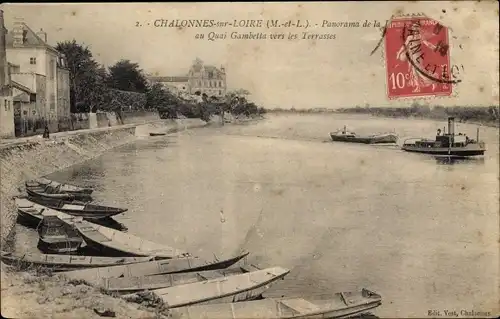 Ak Chalonnes sur Loire Maine et Loire, Panorama, Quai Gambetta