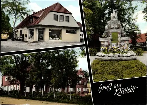 Ak Ristedt Syke in Niedersachsen, Gasthof, Denkmal, Schule