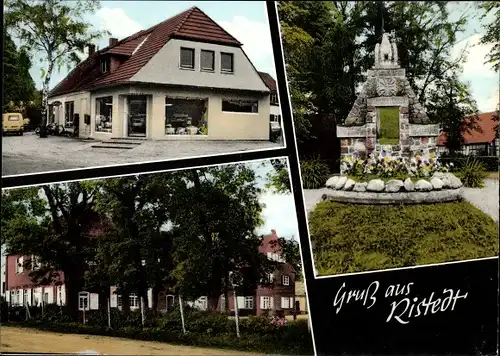 Ak Ristedt Syke Niedersachsen, Gasthof, Denkmal, Schule