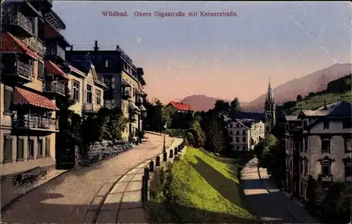 Ak Bad Wildbad im Schwarzwald, Obere Olgastraße mit Kernerstraße
