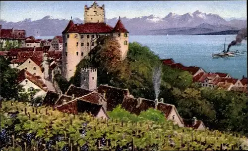 Ak Meersburg am Bodensee, Blick auf den Ort