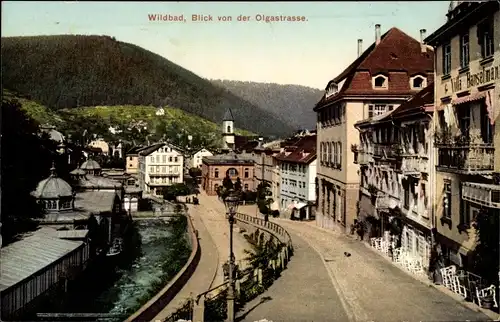 Ak Bad Wildbad im Schwarzwald, Blick von der Olgastraße, Villa Hanselmann