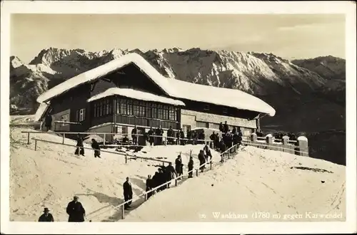 Ak Garmisch Partenkirchen in Oberbayern, Wankhaus gegen Karwendel, Winteransicht